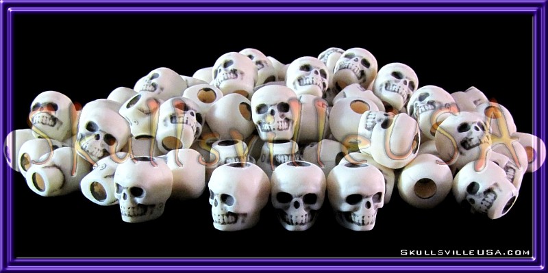 ivory acrylic skull beads