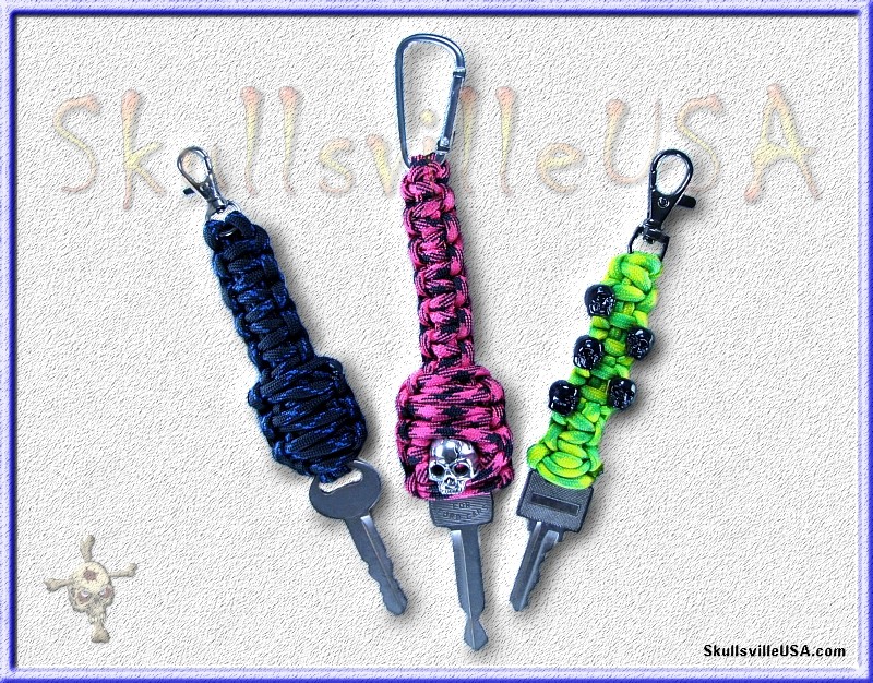 paracord key holders with skull beads