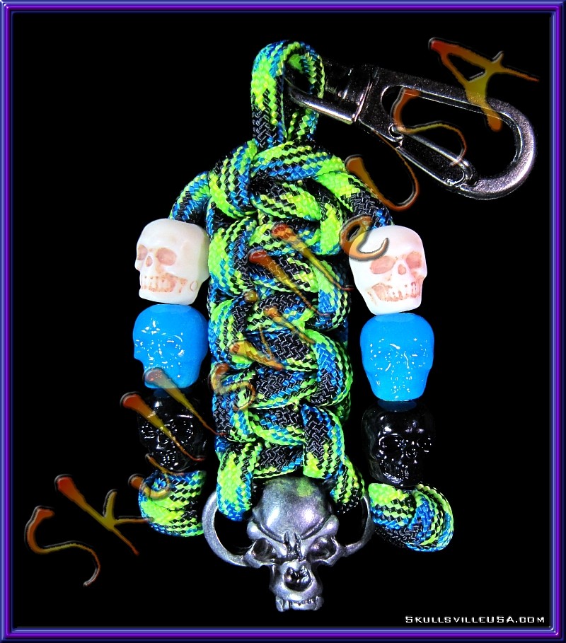 paracord skull bead key chain or zipper pull