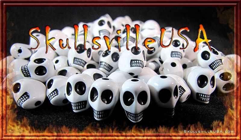 bonesy white acrylic skull beads