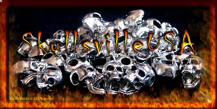 silver plated pewter screaming skull beads