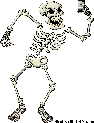 skullsville cell phone skeleton logo