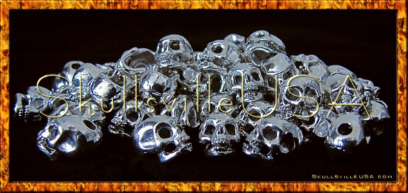 fierce silver plated skull beads top hole