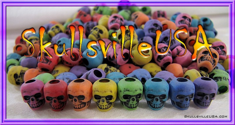 haunted rainbow acrylic skull beads