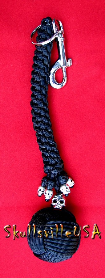monkeyfist paracord keychain with skull beads