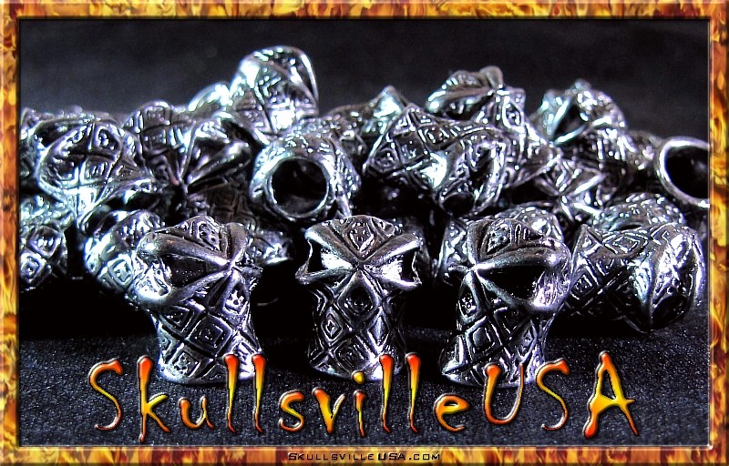ninja skull beads - silver