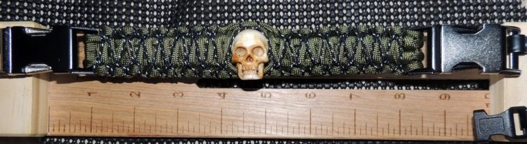 bone skull bead paracord bracelet on jig