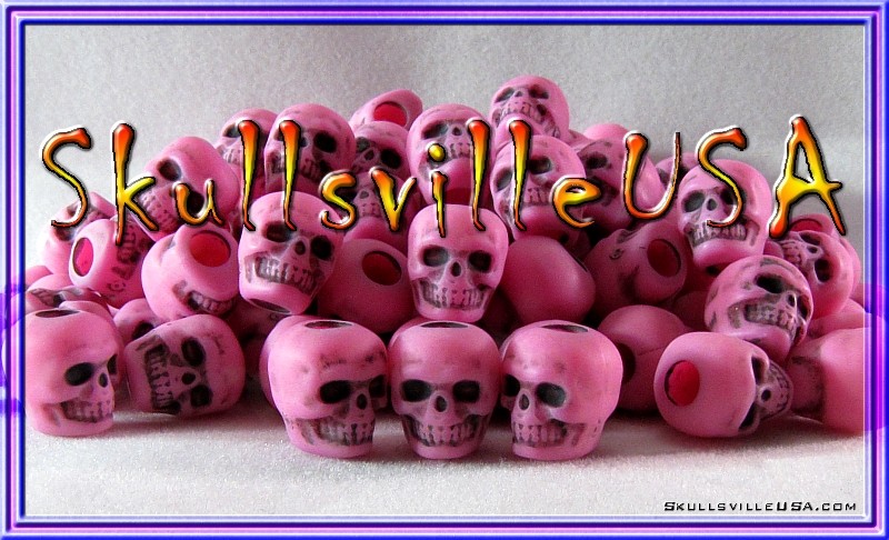pretty pink plasma acrylic skull beads
