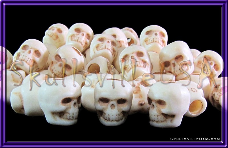 roasted ivory acrylic skull beads