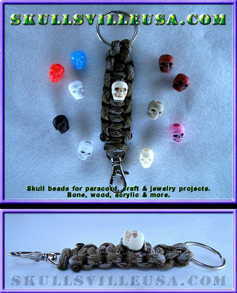 skull bead paracord key chain