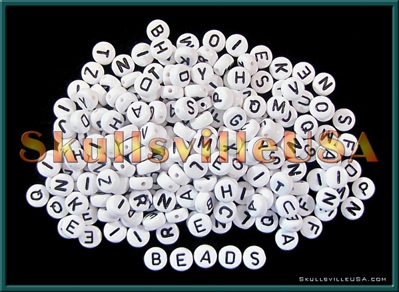 alphabet beads white