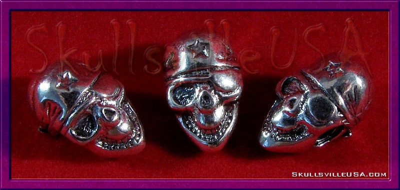 925 sterling silver biker skull beads